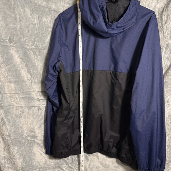 Adidas Men's Blue and Black Jacket medium windbreaker coat with hood two tone - Picture 5 of 9